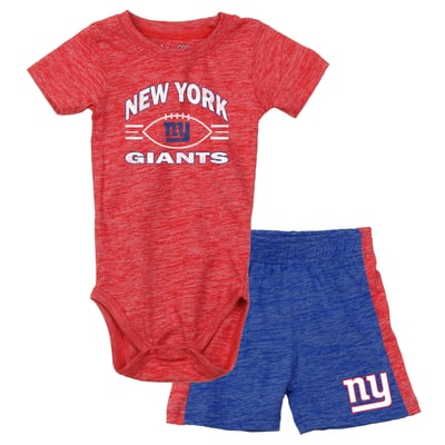 New York Giants Wes & Willy Infant Cloudy Yard Hopper Bodysuit & Shorts Set - Red/Royal