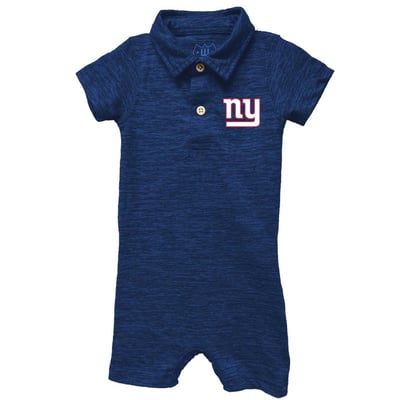 New York Giants Wes & Willy Infant Short Leg Cloudy Yarn Polo Romper - Royal