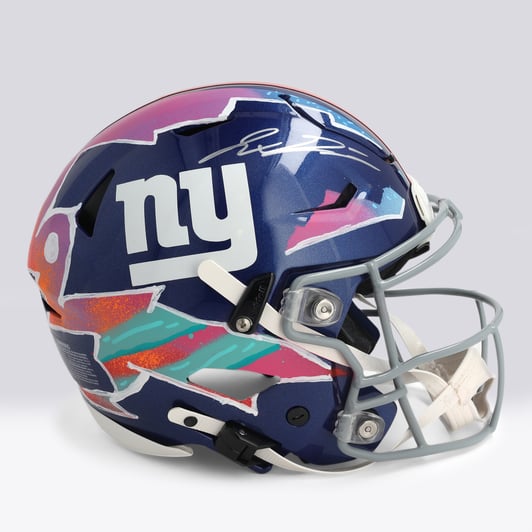 Jaxson Dart New York Giants Autographed Fanatics Authentic Riddell Speed Flex Authentic Helmet - Art by JPO - Limited Edition #1/1 - UW25