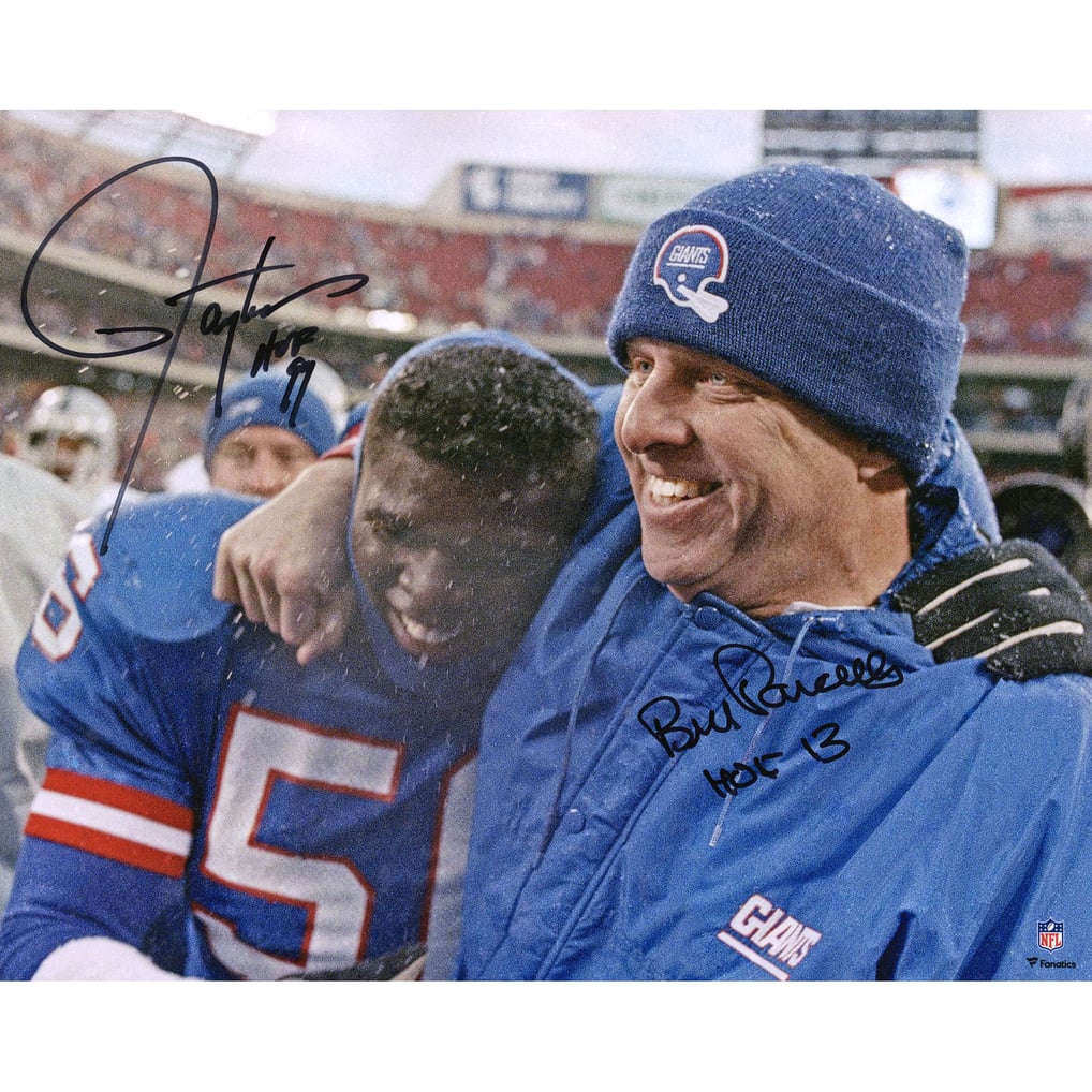 Lawrence Taylor & Bill Parcells New York Giants Autographed 16" x 20" Photograph with Multiple Hall of Fame Inscriptions
