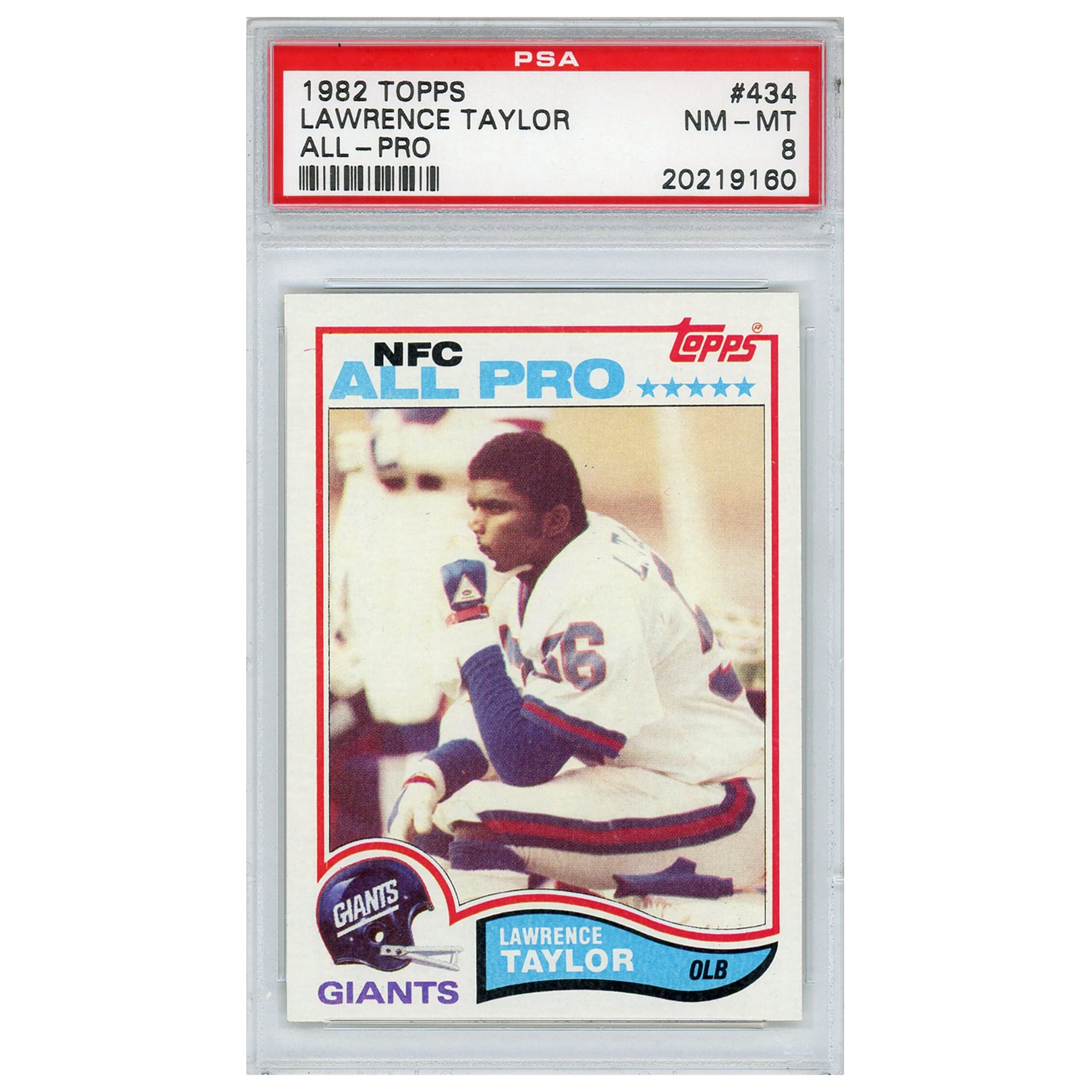 Lawrence Taylor New York Giants 1982 Topps Rookie #434 Card - PSA 8
