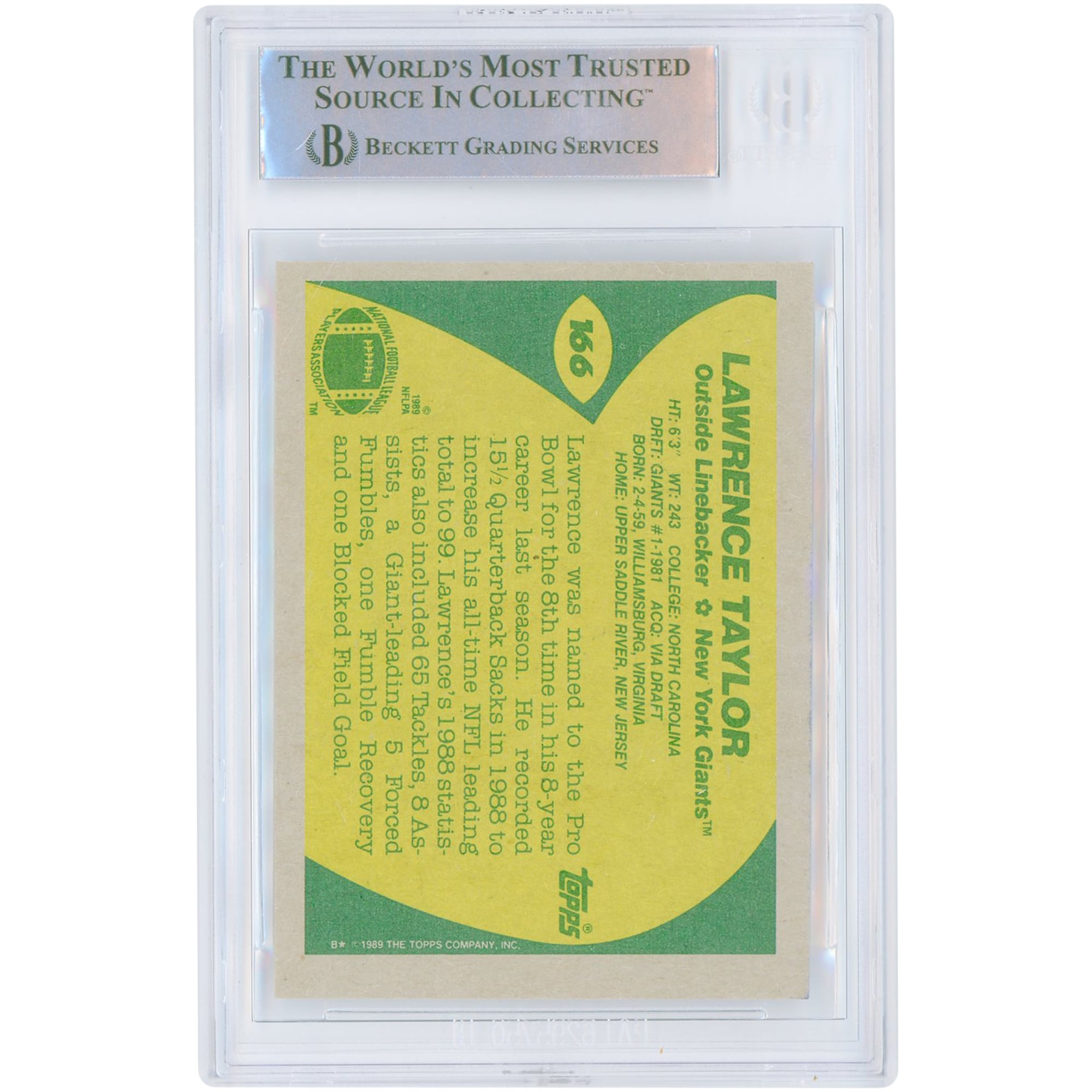 緑の旧枠優良カード20枚まとめ売り（英語）他計11点まとめ売り Autographed New York Giants Lawrence Taylor 1989 Topps #166