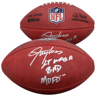 Lawrence Taylor New York Giants Autographed Fanatics Authentic Duke Full Color Football with "LT Was A Bad MOFO" Inscription