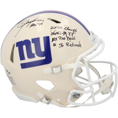 Lawrence Taylor New York Giants Autographed Fanatics Authentic Riddell Retro Speed Authentic Helmet with Multiple Inscriptions - Limited Edition #10/10