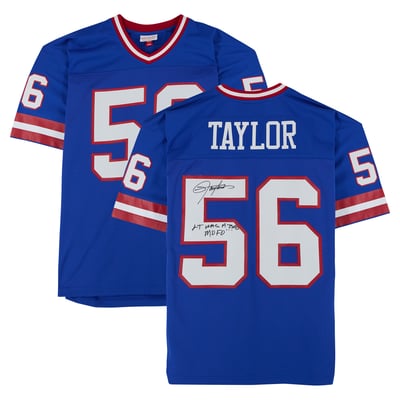 Lawrence Taylor New York Giants Autographed Fanatics Authentic Royal Mitchell & Ness 1986 Replica Jersey with "LT Was A Bad MOFO" Inscription