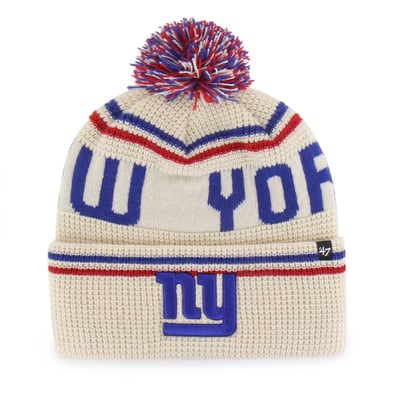  New York Giants '47 Quattrle Cuffed Knit Hat with Pom - Natural