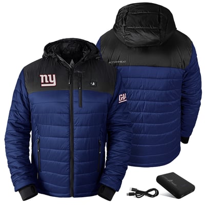 New York Giants ActionHeat 5V Puffer Battery-Heated Jacket - Blue