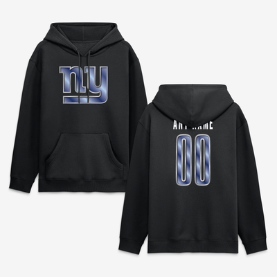 New York Giants  Metallic Mascot Personalized Name & Number Hoodie - Black