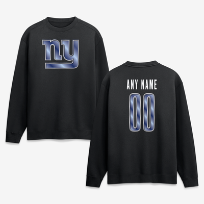 New York Giants  Metallic Mascot Personalized Name & Number Sweatshirt - Black
