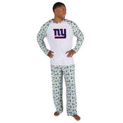 New York Giants Concepts Sport Frostbite Knit Long Sleeve Top & Pants Sleep Set - White