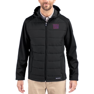 New York Giants Cutter & Buck  Evoke PrimaLoft Hybrid Eco Softshell Recycled Full-Zip Hooded Jacket - Black