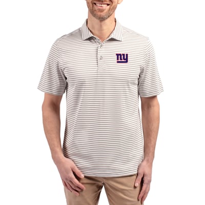 New York Giants Cutter & Buck Virtue Eco Pique Stripe Recycled Polo - Gray