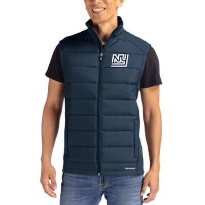 New York Giants Cutter & Buck Throwback Evoke Hybrid Eco Softshell Recycled Full-Zip Vest - Navy