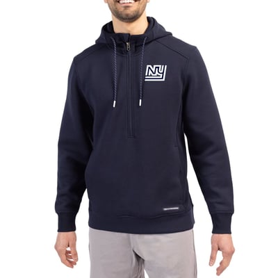 New York Giants Cutter & Buck Throwback Roam Eco Half-Zip Recycled Pullover Hoodie - Navy