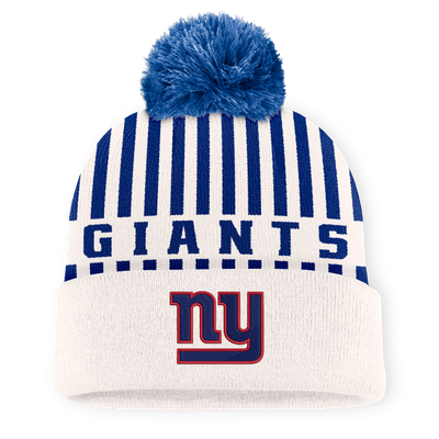 New York Giants Fanatics Streak Cuffed Knit Hat with Pom - Cream/Royal