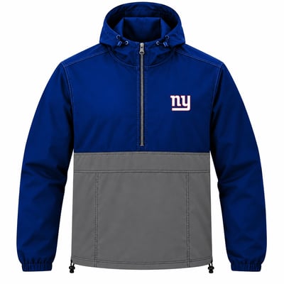  New York Giants Fanatics Big & Tall Anorak Half-Zip Hooded Jacket - Royal