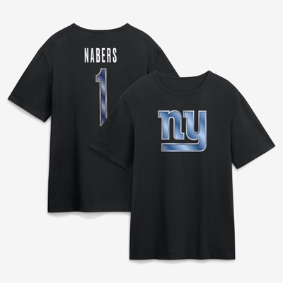 Malik Nabers New York Giants Metallic Mascot Name & Number T-Shirt - Black