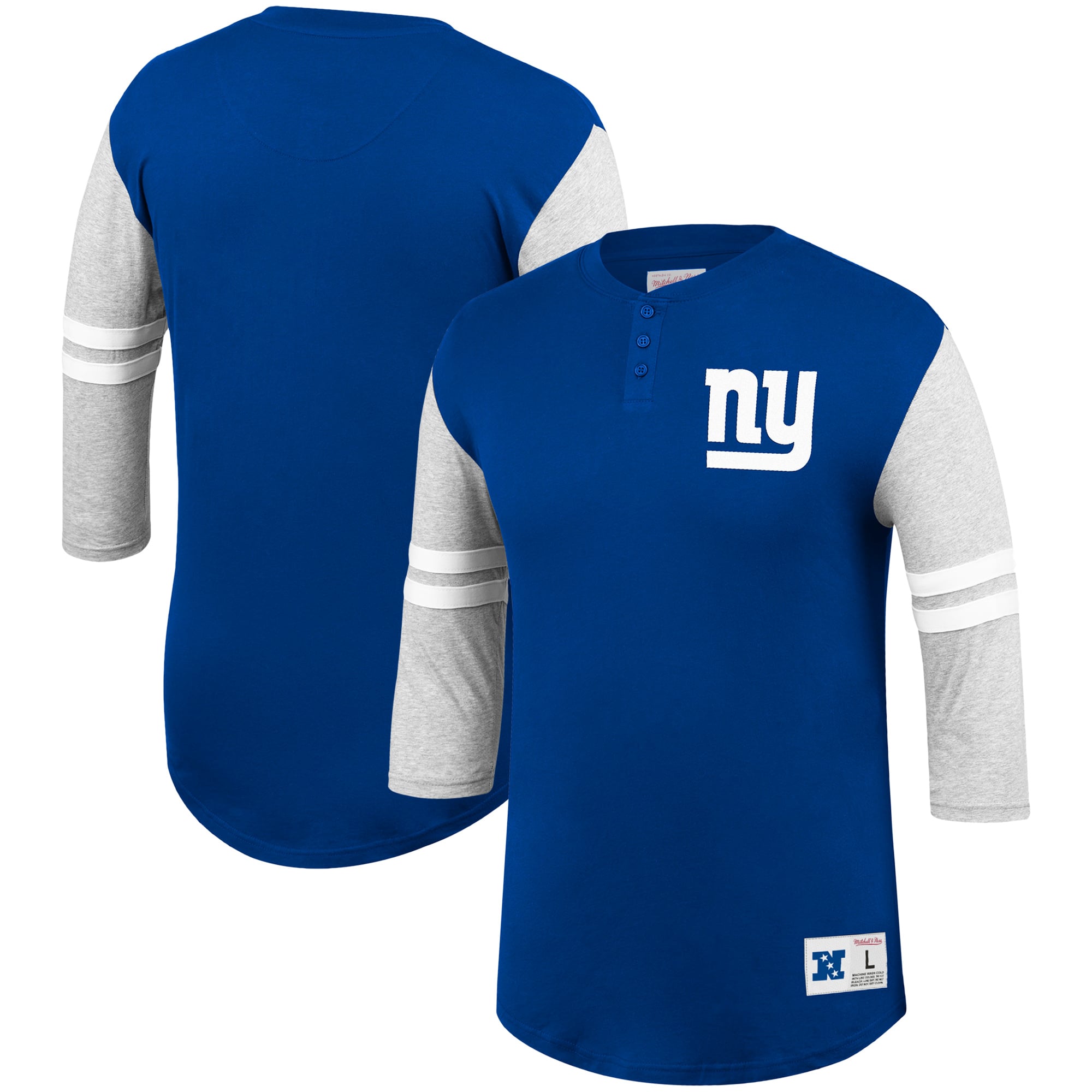 Men's Mitchell & Ness Royal New York Giants Team Logo 3/4-Sleeve