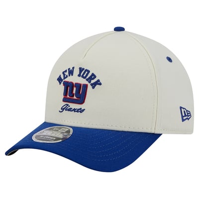 New York Giants New Era Arch 9FORTY A-Frame M-Crown Adjustable Hat - Cream/Royal