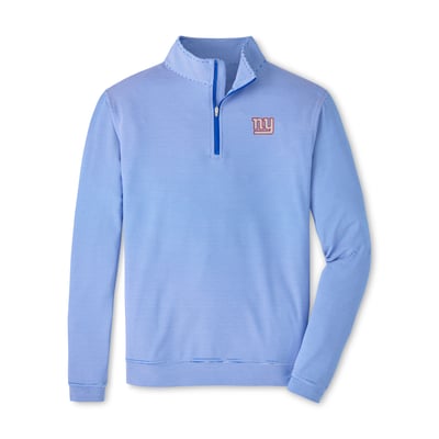 New York Giants Peter Millar Perth Sugar Stripe Performance Quarter-Zip Pullover - Royal/White
