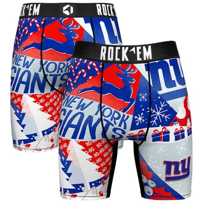 New York Giants Rock Em Socks Holiday Tacky Remix Boxer Briefs - Royal