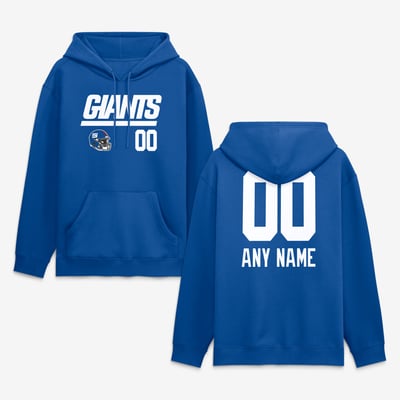 New York Giants  Touchdown Wordmark Personalized Name & Number Hoodie - Royal