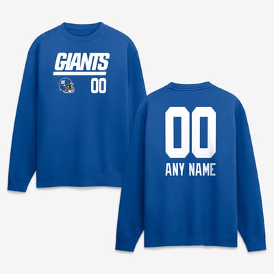 New York Giants  Touchdown Wordmark Personalized Name & Number Sweatshirt - Royal