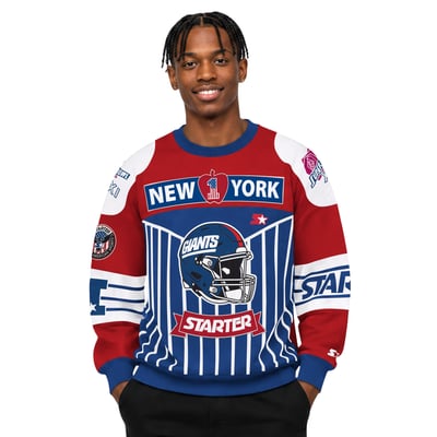 New York Giants Starter Super Bowl XXI Classic '90s "Art Off the Wall" Sweatshirt - Royal