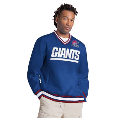 New York Giants Starter Super Bowl XXI Dazzle V-Neck Sweatshirt - Royal