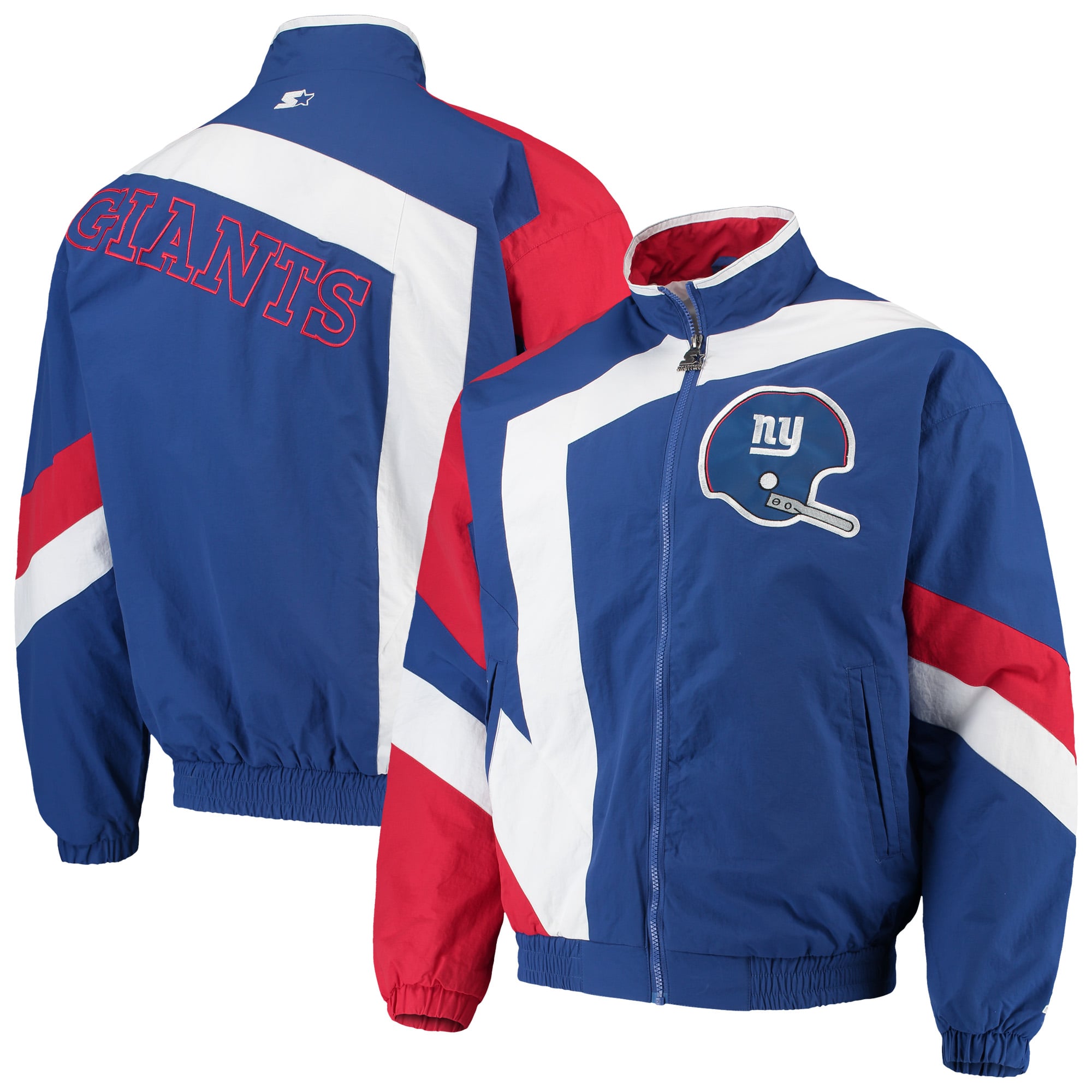 Men's Starter Royal/White New York Giants Throwback Star Full-Zip