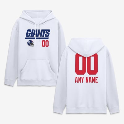 New York Giants  Touchdown Wordmark Personalized Name & Number Hoodie - White