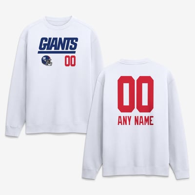 New York Giants  Touchdown Wordmark Personalized Name & Number Sweatshirt - White