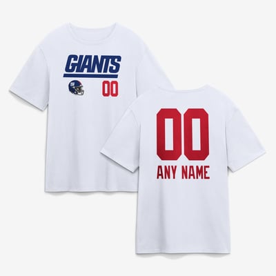 New York Giants  Touchdown Wordmark Personalized Name & Number T-Shirt - White