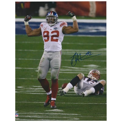 Michael Strahan New York Giants Fanatics Authentic Autographed 16" x 20" Super Bowl XLII Flexing Photograph