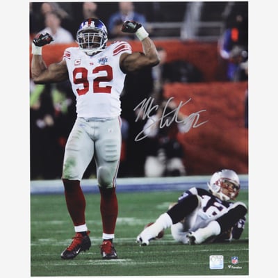 Michael Strahan New York Giants Fanatics Authentic Autographed 16" x 20" Super Bowl XLII Flexing Photograph