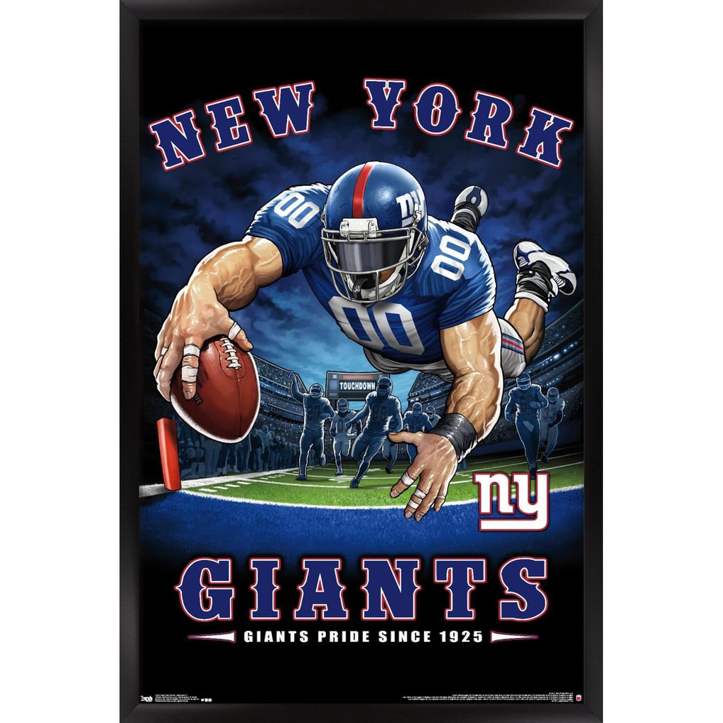 New York Giants 24.25'' x 35.75'' Framed Mascot Endzone Poster