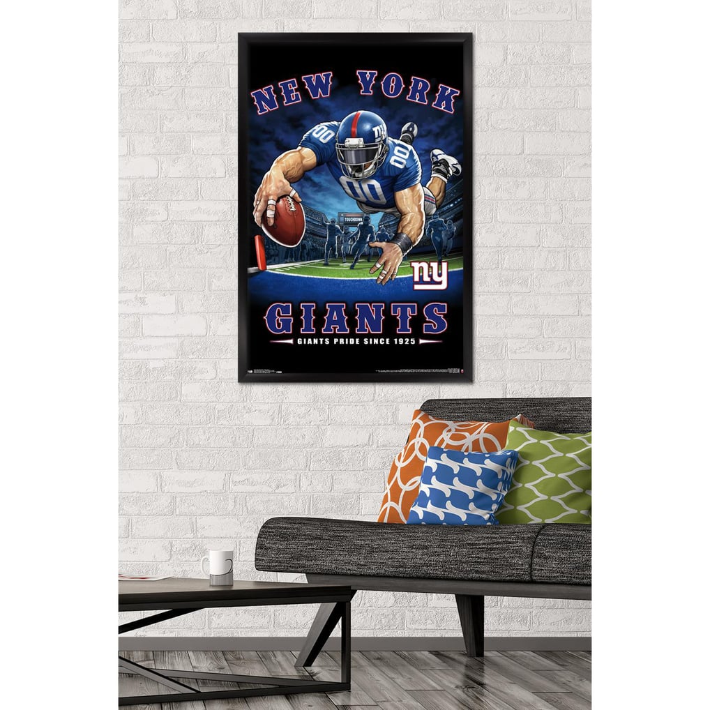New York Giants 24.25'' x 35.75'' Framed Mascot Endzone Poster