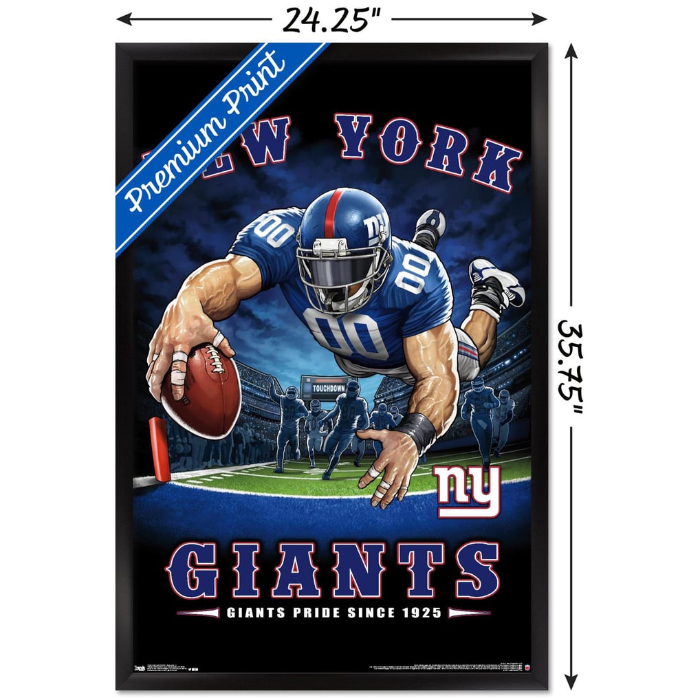 New York Giants 24.25'' x 35.75'' Framed Mascot Endzone Poster