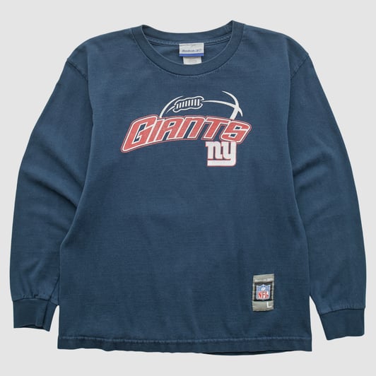 New York Giants Reebok 2000s Long Sleeve T-shirt - Navy - Yth L by Fanatics Real Vintage