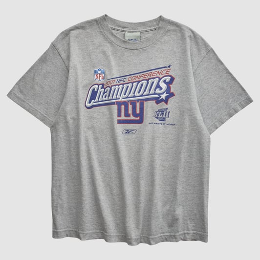 New York Giants Reebok 2007 T-shirt - Heather Gray - S by Fanatics Real Vintage