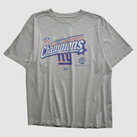 New York Giants Reebok 2007 T-shirt - Heather Gray - XL by Fanatics Real Vintage