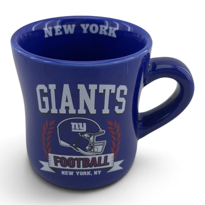 New York Giants Pegasus 11oz. Helmet Crest Wordmark Ceramic Mug