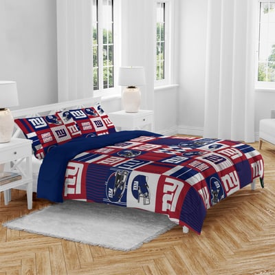 New York Giants Pegasus Patchwork Plaid Three-Piece Full/Queen Bed in a Bag Set