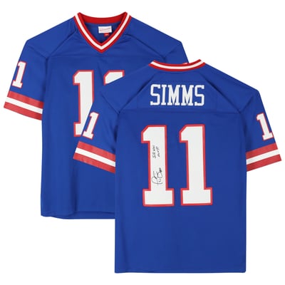 Phil Simms New York Giants Autographed Fanatics Authentic Royal Mitchell & Ness Legacy Jersey with "SB XXI MVP" Inscription