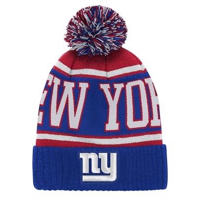 New York Giants Outerstuff Preschool True Edge Cuffed Knit Hat with Pom - Royal