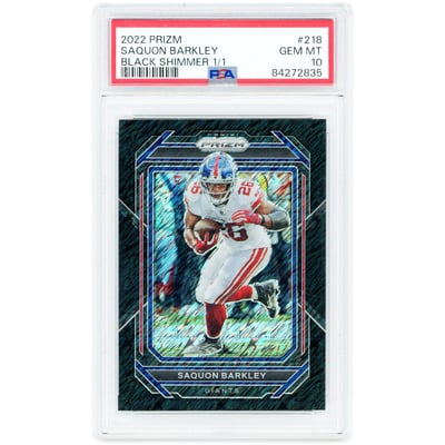 Saquon Barkley New York Giants 2022 Panini Prizm Black Shimmer Prizm #218 #1/1 PSA Authenticated 10 Card