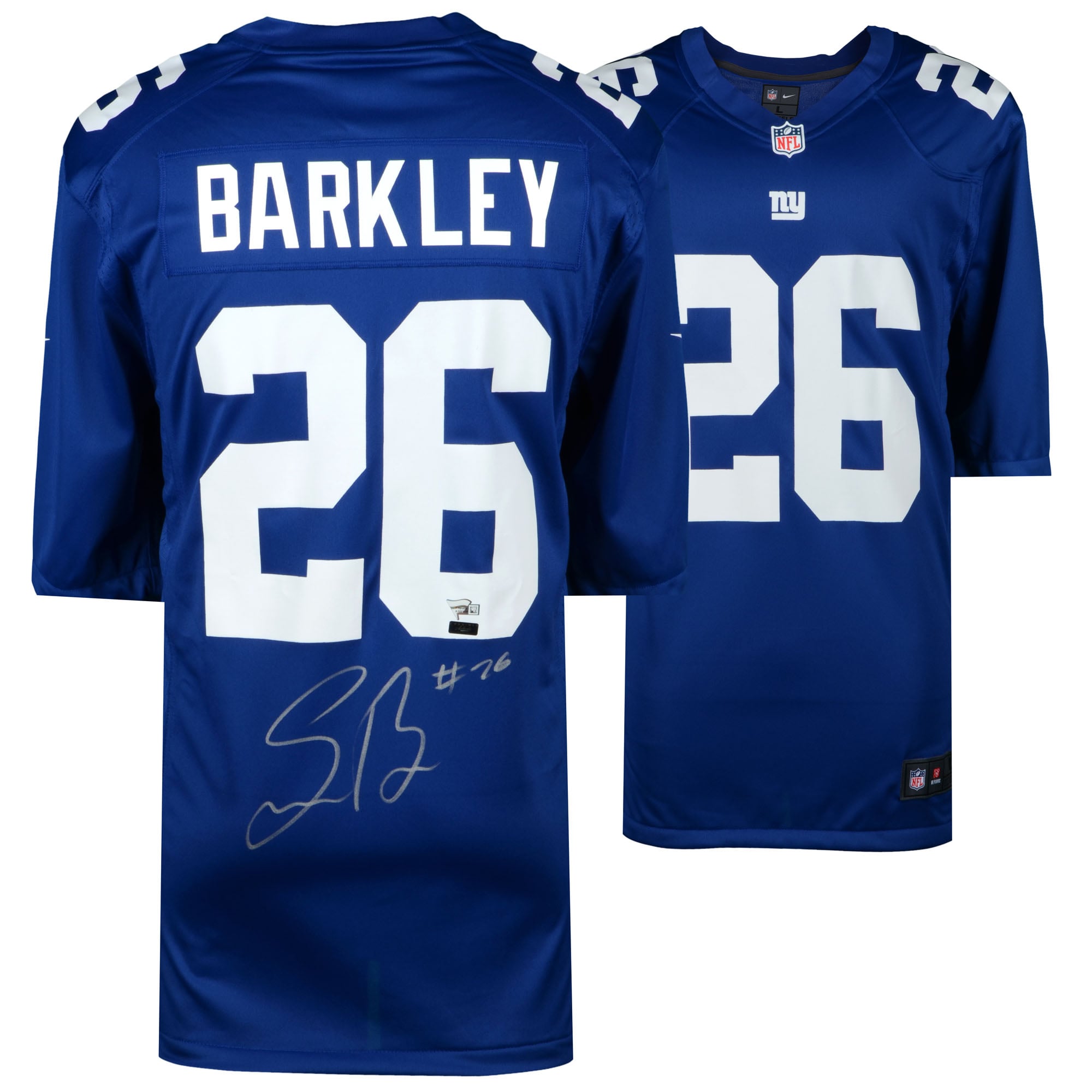 NFLスター選手Saquon Barkley 直筆サイン入りユニフォーム Saquon Barkley New York Giants Autographed Nike Blue Game Jersey