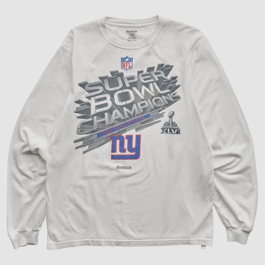 Super Bowl XLVI Reebok 2012 Long Sleeve T-shirt - White - M by Fanatics Real Vintage