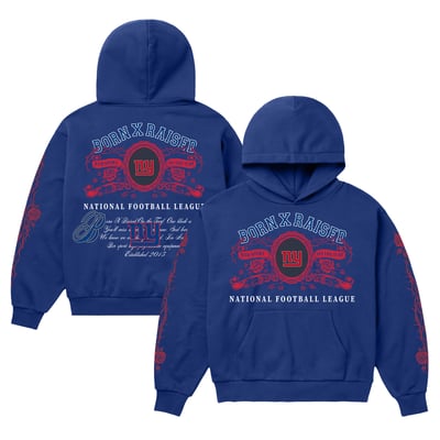 New York Giants Born x Raised Unisex Crest Hoodie - Dark Blue