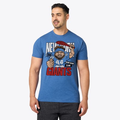 Cam Skattebo New York Giants Homage Unisex Caricature Player Graphic Tri-Blend T-Shirt - Royal